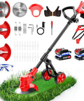 Cordless Electric Weed Wacker 4 In 1 Grass Trimmer With Wheel 650 Watt Motor Dual Battery Power No String Trimmer With accessories