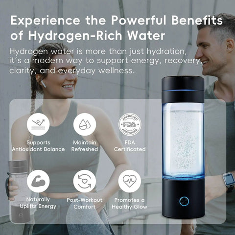 Hydrogen Water Bottle Generator 4 In 1 Portable Machine Delivers 3000 PPB Hydrogen SPE And PEM Technology in use with benefits.