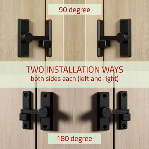 Heavy Duty Sliding Barn Door Latch With 90/180 Degree Universal Operation, Privacy Lock for Bathroom Bedroom Garage And Cabinets