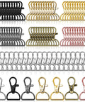 Rock Solid Swivel Hook Clips 80 Piece Assorted Kit D Ring Clasps in various colors for keychains, lanyards, and crafts.