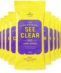 See Clear Original Lens Wipes in yellow resealable packs with purple label; 12 packs of 16 wipes (192 total)