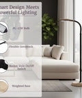 Adjustable Floor Lamp With Bendable Neck For Bedroom And Living Room, Full Spectrum Natural Sunlight LED Light displayed in a modern living room.