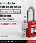 Red Lockout Padlocks Set Ten Keyed Alike With Two Keys Per Lock For Lockout Tagout Stations OSHA Compliant Premium Grade Use In Industrial Safety LOTO Ready For Everyday Use