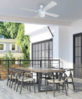 Auletta 52 Inch Outdoor And Indoor Ceiling Fan With Light Pull Chain Dual Mounting Options on patio, white finish
