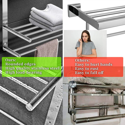 Bathroom Towel Rack 24-Inch 3-Tier Wall Mounted Stainless Steel SUS304 Brushed Finish with comparisons of features and design.