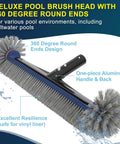 All In One Pool Cleaning Kit With Rubber Edge Skimmer Net And 17.5 Inch Brush Head, rotating scrub brush, heavy duty cleaning