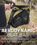 Aero Wedge Pack With Fixer F25 Large for road and mountain bikes mounted under saddle, durable 1000D nylon, tool-free install