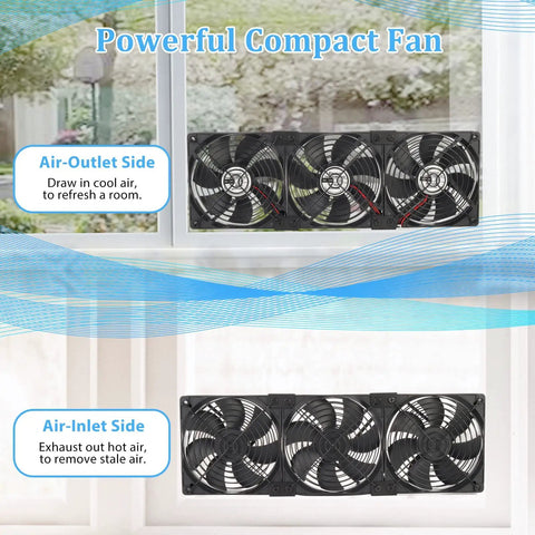 Heavy Airflow 3x120mm 14 Inch Computer Fan With AC Plug 110V To 240V Variable Speed Cooling Kit for air circulation in windows