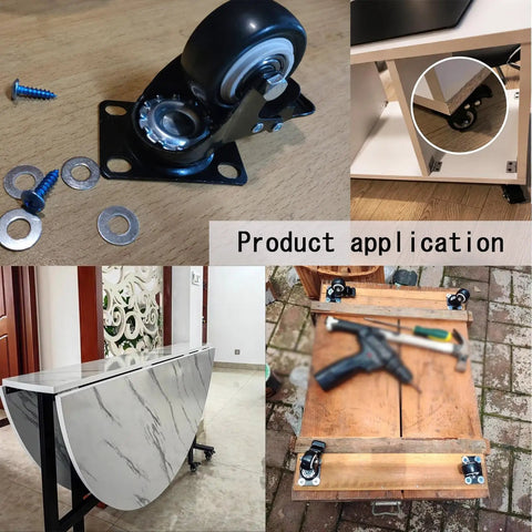 Four Pack Heavy Duty Rubber Swivel Caster Wheels With Double Locking Brakes 360 Degree Rotating Furniture Casters on furniture.