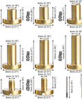 Hella Tough Solid Brass Chicago Screws And Leather Rivet Studs Kit Featuring Slick Plated Finish And 8mm Heads showing 8pcs sizes and dimensions.