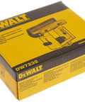 Built Tough Miter Saw Workpiece Stop And Adjustable Rail Support With Quick Release Flip Up Design packaged in DEWALT box.