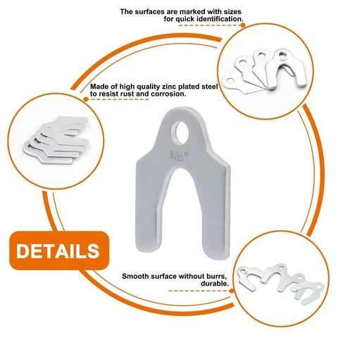 Auto Alignment Body Shim Kit, 48 Pc Universal U Shims Set For Camber And Body Part Adjustment, Zinc Plated Carbon Steel