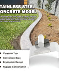 Curb Edger Trowel for Concrete Edging, Ergonomic Slant Design with Sharp Edges, Stainless Steel Tool Displayed on Lawn
