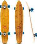 Kicktail Cruiser Longboard For Commuting And Carving Bamboo Deck With Maple Core 44 By 9 Inches Smooth 78A Wheels Blue Finish