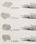 Graph Gear 500 Automatic Drafting Pencil 0.5mm With Slick Black Barrel For Pro-Grade Precision shown with varied line widths