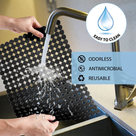 Two Pack Adjustable Kitchen Sink Mat With Fast Draining Design That Protects Dishes And Glassware Easy To Clean Dish Drying Mat DIY Cut To Fit Soft PVC Sink Protector For No Mess Drying And Quick Drain
