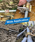 Water Pipe Repair Clamp Kit For 60mm OD Pipes, 4.72 Inch Length, showing various applications in outdoor settings.
