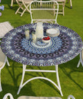 Durable Waterproof Round Tablecloth For 36 To 44 Inch Tables Vinyl Indoor Outdoor Fitted Cover over patio table, decorated.