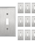 Heavy Duty Stainless Steel Toggle Light Switch Wall Plate 1-Gang 4.50 x 2.76 Cover, corrosion resistant, 10 pack display