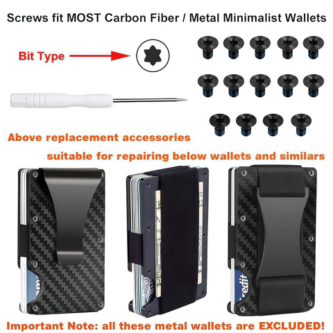 Top Shelf Wallet Replacement Screws Precision Screwdriver And Rock Solid Metal Clip Repair Kit Sweet Deal For Fixing Carbon Fiber Or Aluminum Minimalist Wallets Today includes screws and tool for repairs.