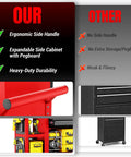 8 Drawer Rolling Tool Chest Built Like A Tank Heavy Duty Metal Tool Cabinet On Wheels With Locking Sliding Drawers Detachable Top Box And Side Hooks For Garage Workshop Repair Room Warehouse Red shown with side handle and pegboard