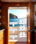 Set Of 3 White Ball Catch Latches For Cabinets And Cupboards Marine Grade Door Closures That Snap With Spring Back Plates Plastic Roller Catches Durable Cabinet Hardware For Home Improvement And Boat Projects. White plastic latches on a boat door