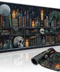 Mystical Gothic Library XXL Mouse Pad 31.5x15.7 Inches, Vintage Book Theme Desk Mat With Non Slip Rubber Base And Stitched Edges