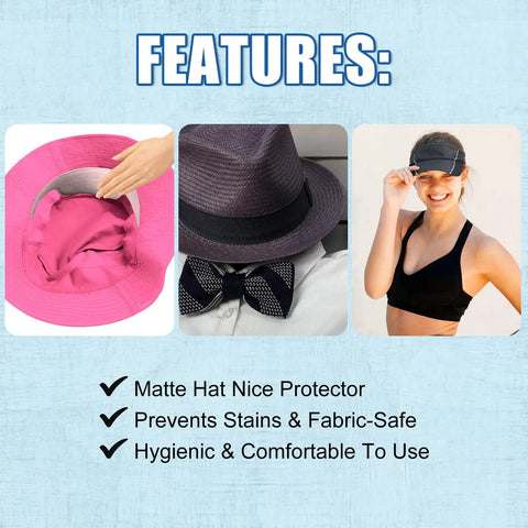 100 Pack Disposable Hat Sweat Liners For Baseball Caps, Sweat Absorption Shield For Men And Women shown in use with caps