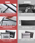 Comparison of Two Pack Fireproof Money Bags With Zipper And Waterproof Seal 9.5 By 6.5 Inch Durable Silicone Coated Fiberglass in Black and Gray.