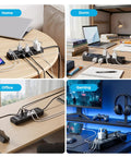 Power Strip With 20 AC Outlets And 6 USB Ports Heavy Duty Surge Protector 15 Amp 6ft Extension Cord 2700 Joules 120 to 240V Wide Voltage Perfect For Your Home Office Rig And Tech Setup on desk with laptop and chargers