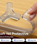 Knockout Baby Proofing Corner Guards And Edge Protective Tape 16 Feet Clear Cabinet Safety Strip with rounded corner cap and tape.