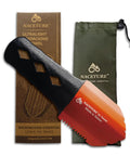 Backpacking Trowel With Grip Handle Cover Aluminum Camping Shovel With Storage Pouch Long Handle Potty Multitool For Hiking Camping Survival Gear Orange beside box and pouch