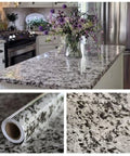 Peel And Stick Waterproof Vinyl Countertop Backsplash Wrap 36x144 In Grey Off White Black Granite Marble Look Laminate Sheet for Kitchen