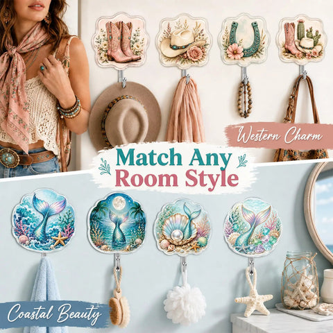 4 Pack Butterfly Adhesive Wall Hooks Featuring Real Pretty Floral Garden Motifs Super Strong Peel And Stick Acrylic Hooks For Worry Free Counter Organization And A Super Cozy Living Space Vibe, featuring western and coastal motifs.