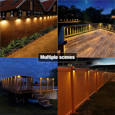 8 Color Solar Fence Lights Kit With 4 Modes, Waterproof Outdoor Wall Lighting in various scenes such as decks and fences