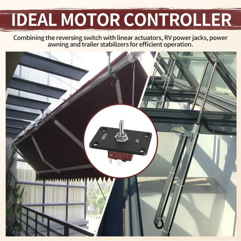 Momentary 12V DC Polarity Reversing DPDT Toggle Switch Waterproof Panel Mount Up Down 3 Position RV Jack Motor Control Switch For Rugged Marine Use Boat Truck in panel mount with motor control setup.