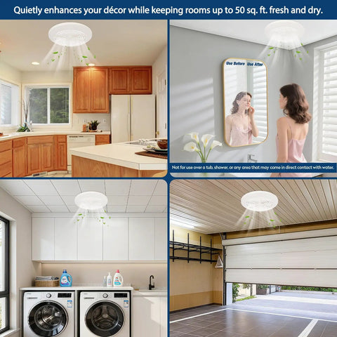 7 Inch Bathroom Exhaust Fan 50 CFM Quiet Vent With 1.0 Sones Low Noise Performance in kitchen, bathroom, laundry, and garage.