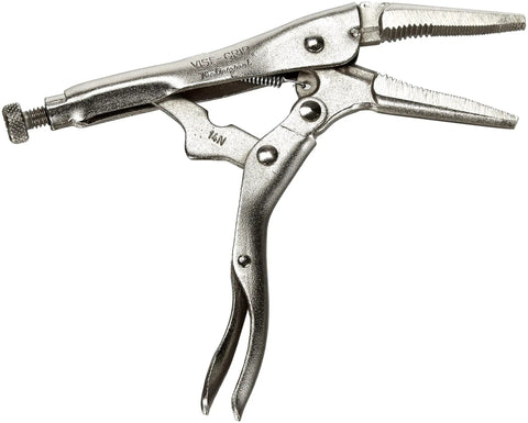 Locking Pliers Long Nose Four Inch 100mm With Wire Cutter For Precision Work Heavy Duty Heat Treated Steel in open position