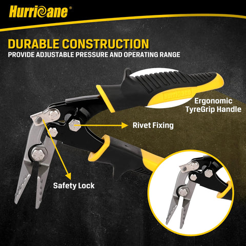 Durable offset hand seamer for roofing with ergonomic handle and rivet fixing