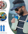 Man wearing Lit 5L Running Vest Hydration Backpack With Two 500ml Soft Bottles For Men And Women Lightweight Gear For Marathon