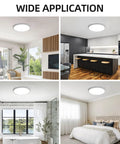 2 Pack 12 Inch LED Round Flat Panel Light With 3 CCT Selectable Color Temperature 3000K 4000K 5000K 24W Edge Lit Room Setup
