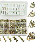 1020Pcs Metric Hex Bolt And Nylon Locknut Assortment Kit Packed With Grade 8.8 Alloy Steel And Zinc Galvanized Washers For Automotive Repair Tooling Jigs Built Rugged And Shop Ready For DIY in a clear storage case.
