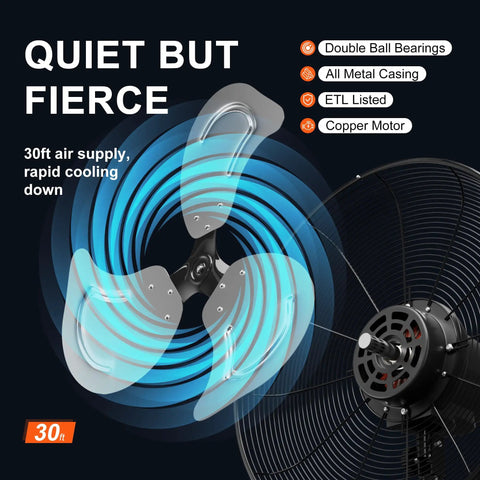 Rock Solid 20 Inch Wall Mount Fan With Heavy Duty Industrial Build High Velocity Oscillating Indoor Outdoor Fan 3 Speed Settings