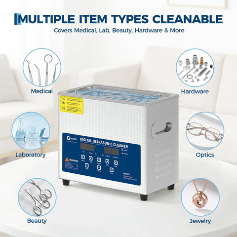 Beefy 40kHz Ultrasonic Cleaner With Digital Timer, Heater And 3 Cleaning Modes in Stainless Steel Tank for jewelry, watches