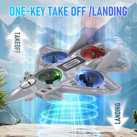 Rad Remote Control Plane With Lights And 360 Degree Flips Foam RC Toy For Kids Ages 8 And Up shown with takeoff feature