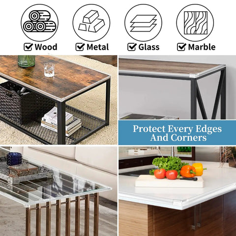Baby Proof Edge Protector Set With Silicone Corner Guards For Tables Desks Cabinets And Cribs Six Point Six Feet Long Edge Strip And Four Corner Cushions Kid Safe Bumper Protectors To Stop Injuries And Keep Furnishings Smooth