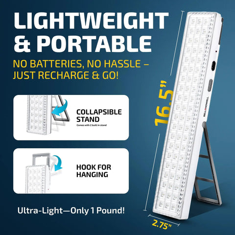 Portable LED Light Bar For Home And Outdoors 720 Lumens Rechargeable Emergency Light During Power Outages with stand and hook
