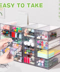 Clear Acrylic Desk Organizer With 20 Drawers In 4 Set Storage System For Office Supplies Makeup And Craft Storage shown open