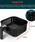 Replacement Inner Basket For 5.8 Quart Air Fryer Fits CP358-AF CS358-AF Models Nonstick Dishwasher Safe BPA Free CA Prop 65 Compliant ETL Listed No Sweat Cleanup CAF-P582B with size dimensions