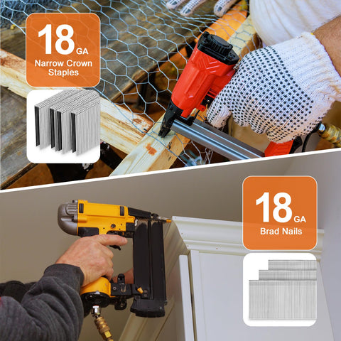 Heavy Duty Galvanized Upholstery Staples And 18GA Brad Nails Kit for pneumatic and electric staple guns in use